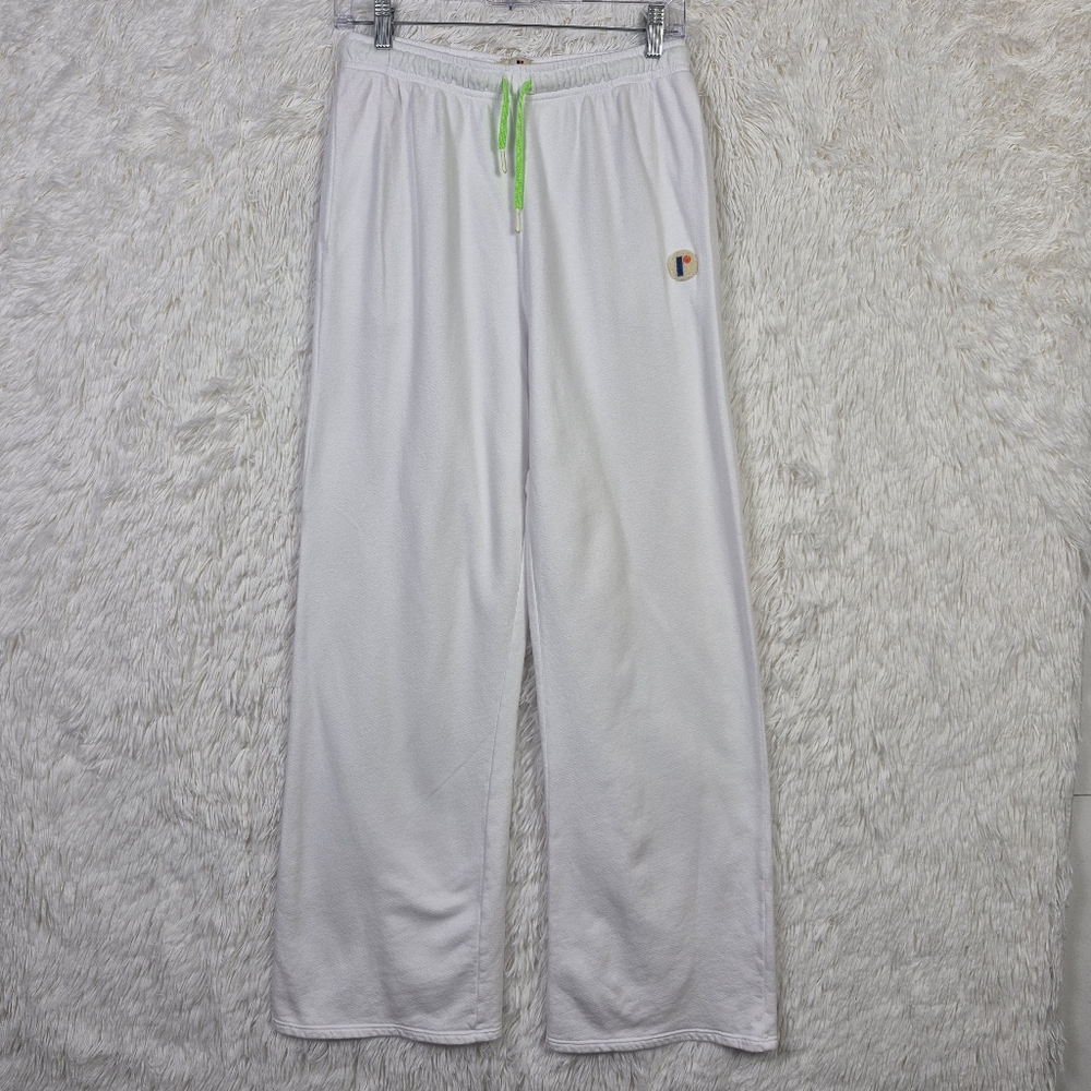 Rally Club Womens S White Cotton‎ Wide Sweatpant Athleisure Pickleball USA Made
